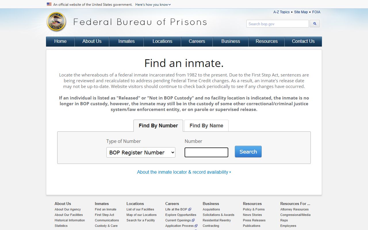 Federal Bureau of Prisons inmate locator for Wisconsin federal custody searches